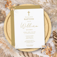 Carton d'invitation au baptême élégant en or