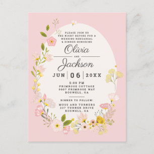 Carte Postale Carton d'invitation au dîner de répétition floral 