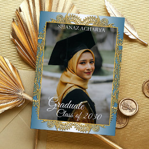 Carte Postale Carton d'invitation au diplôme avec mandala doré s