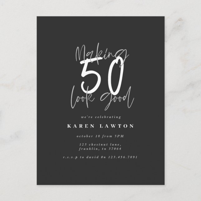 Carte Postale Carton d'invitation d'anniversaire pour 50 ans qui (Devant)