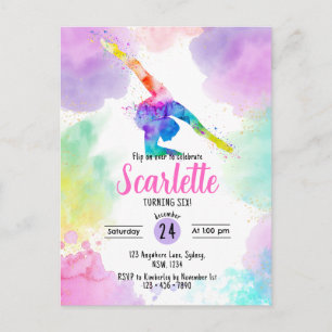 Carte Postale Carton d'invitation de gymnastique à l'aquarelle