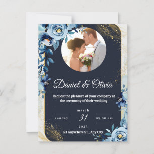 Carte Postale Carton d'invitation de mariage floral élégant
