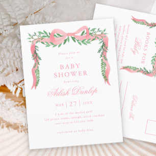 Carte Postale Carton d'invitation élégant pour Baby Shower fille