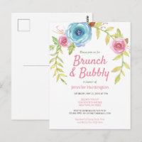 Carton d'invitation floral pour un brunch & Bubbly