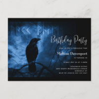 Carton d'invitation Gothique Corbeau Noir avec Run