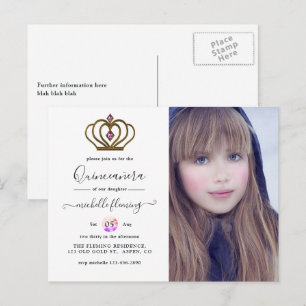 Carte Postale Carton d'invitation Old Gold Elegance Quinceañera