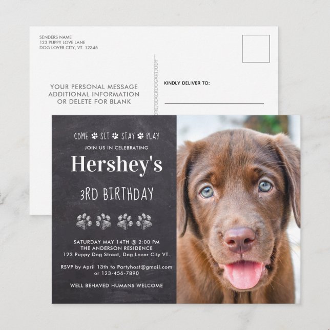 Carte Postale Carton d'invitation personnalisé pour fête d'anniv (Devant / Derrière)