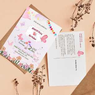 Carte Postale Carton d'invitation pour 6 ans thème papillon qui 