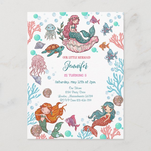 Carte Postale Carton d'invitation pour l'anniversaire des petite (Devant)