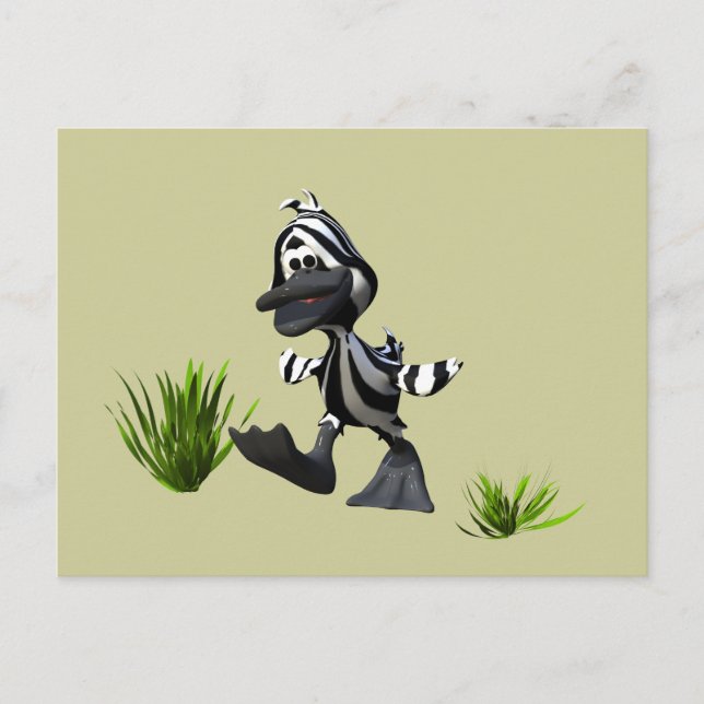 Carte Postale Carton mignon Zebra Duck (Devant)