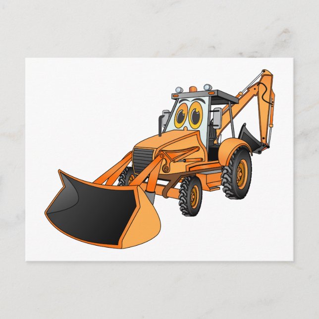 Carte Postale Carton orange en backhoe (Devant)