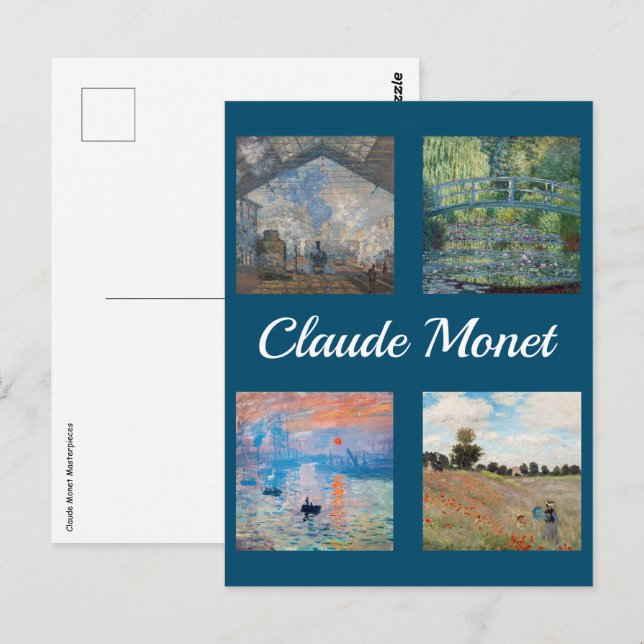 Carte Postale Carton patchwork de chefs-d'œuvre de Claude Monet (Devant / Derrière)