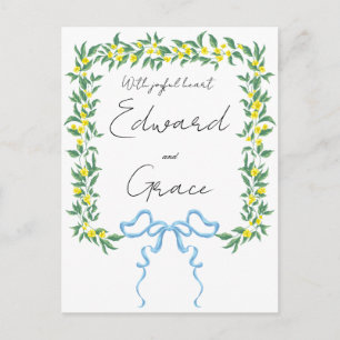 Carte Postale Carton plat d'invitation de mariage à fleur sauvag