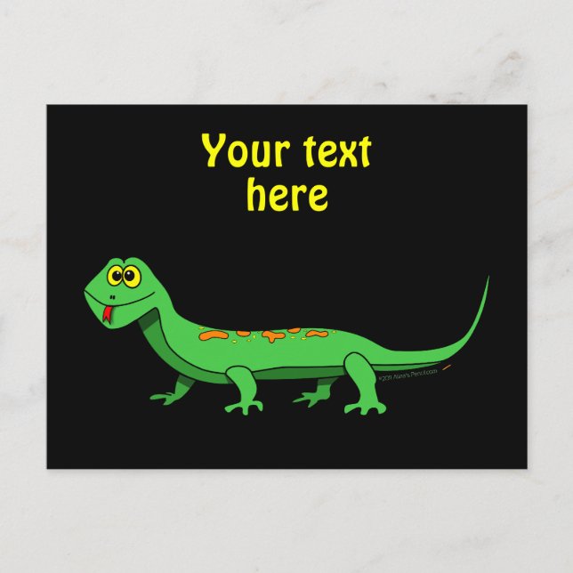 Carte Postale Carton vert mignon Lizard Reptile enfant (Devant)
