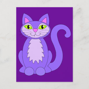 Carte Postale Carton vert pour chat mauve Snaggletooth Kitty Eye