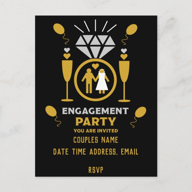 Carte Postale Cartons d'invitation originaux et drôles pour une  (Devant)