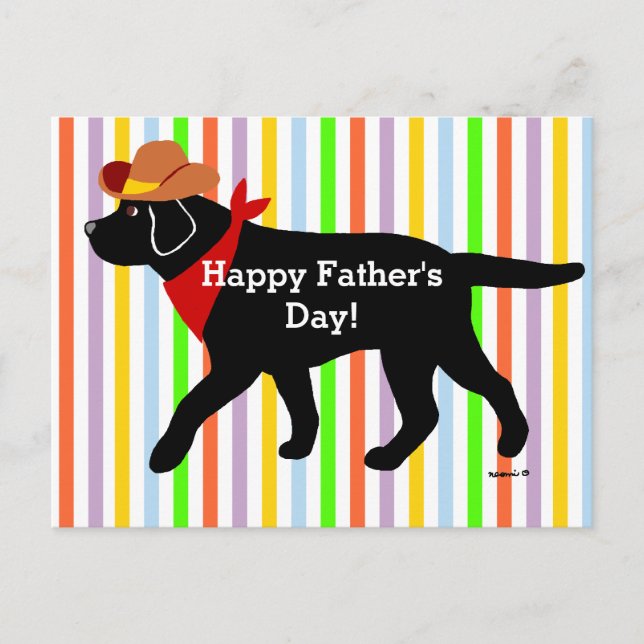 Carte Postale Cartoon Black Labrador Cowboy (Devant)