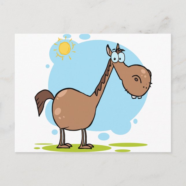 Carte Postale Cartoon Caractère Cheval (Devant)