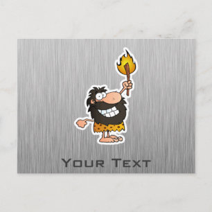 Carte Postale Cartoon Caveman; Métal-look