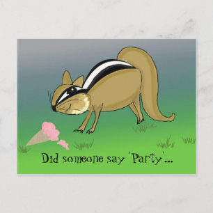 Carte Postale Cartoon Chipmunk avec cône de crème glacée