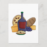 Cartoon Cuisine Italienne Pâtes Pain Fromage au vi