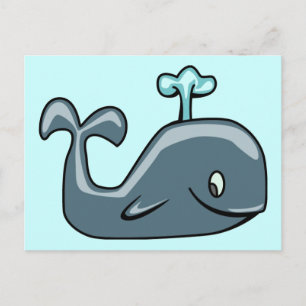 CARTE POSTALE CARTOON DE BALEINE GRIS DE BALEINE GRIS CUTE ANIMA