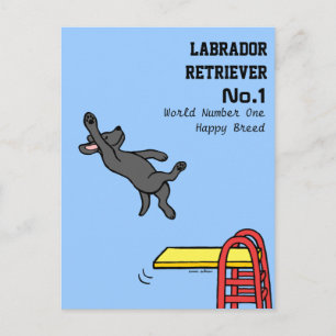 Carte Postale Cartoon de plongée Black Labrador