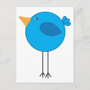 Carte Postale Cartoon d'oiseaux bleus à longue jambe