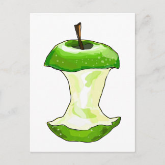 Carte Postale Cartoon Green Apple (Granny Smith) Apple Core