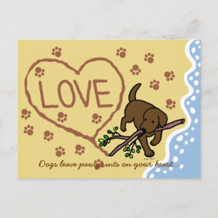Carte Postale Cartoon Lettres de sable du Labrador au chocolat