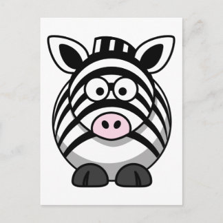 Carte Postale Cartoon mignon Zebra