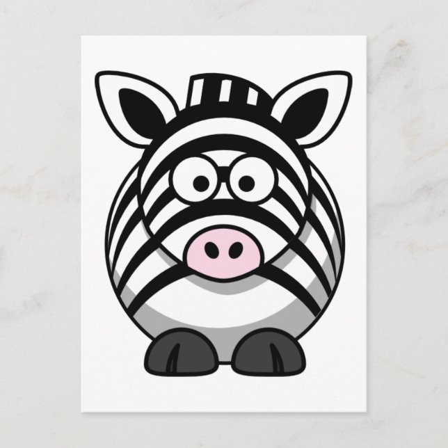 Carte Postale Cartoon mignon Zebra (Devant)