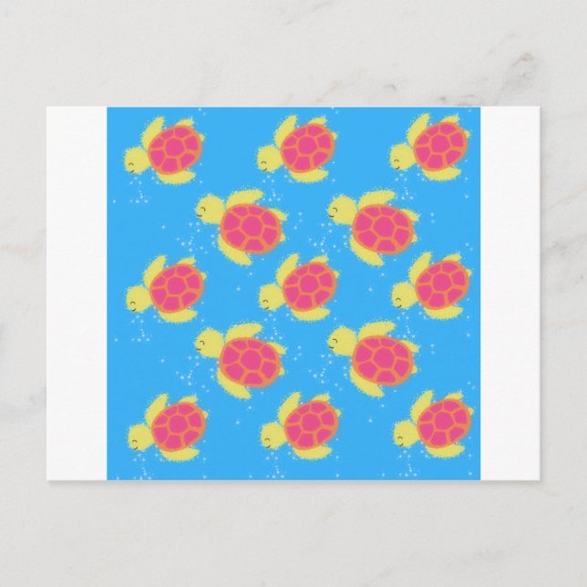 Carte Postale Cartoon Motif de tortue de mer (Devant)