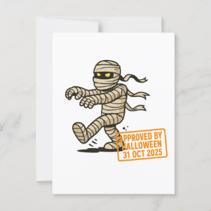 Carte Postale Cartoon Mummy - Approuvé par Halloween