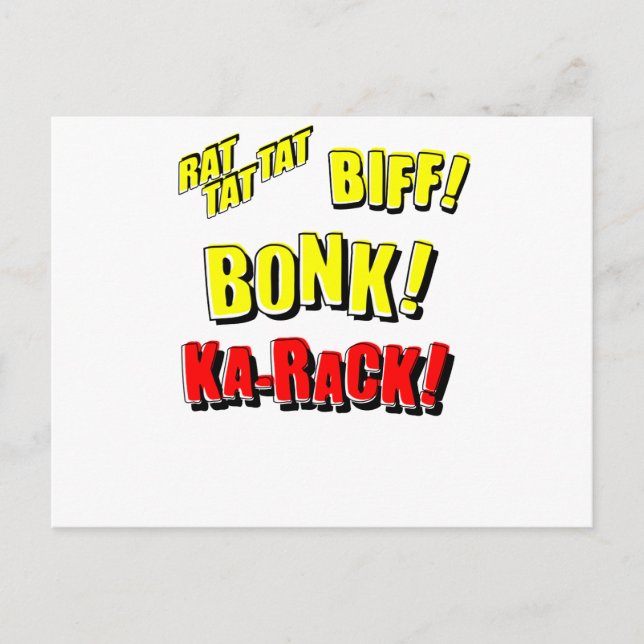 Carte Postale Cartoon RAT TAT TAT, BIFF ! BONK ! KA-RACK ! (Devant)