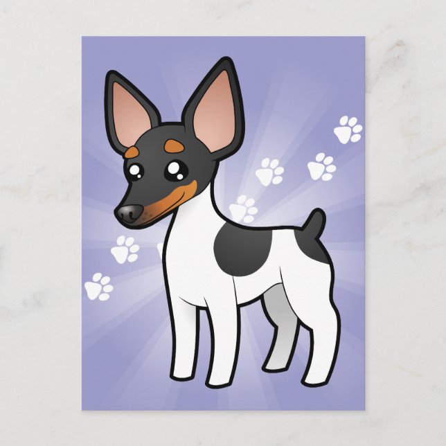 Carte Postale Cartoon Rat Terrier / Toy Fox Terrier (Devant)