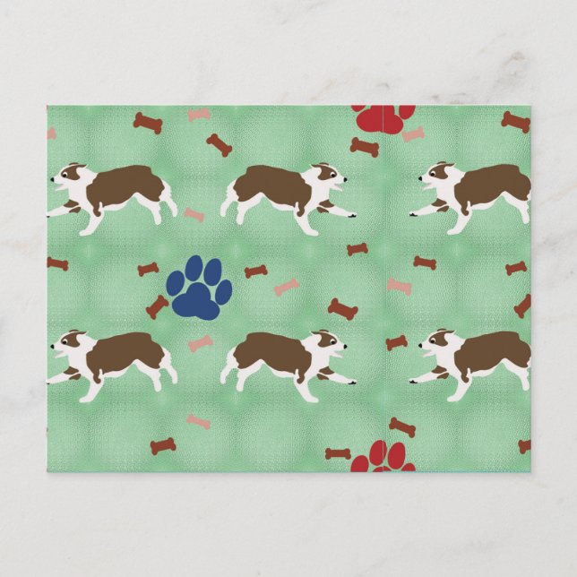 Carte Postale Cartoon Red Australian Shepherd (Devant)