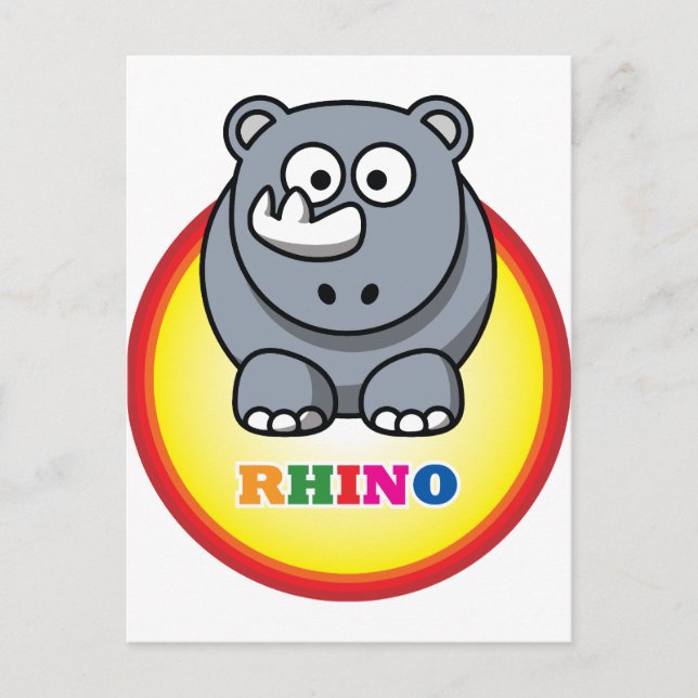 Carte Postale Cartoon Rhino (Devant)