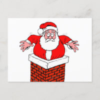 cartoon Santa Claus got stuck in the chimney