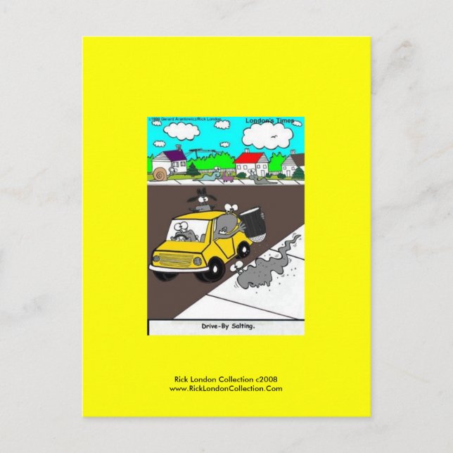 Carte postale Cartoon Slug/Snail "Drive By Saling" (Devant)