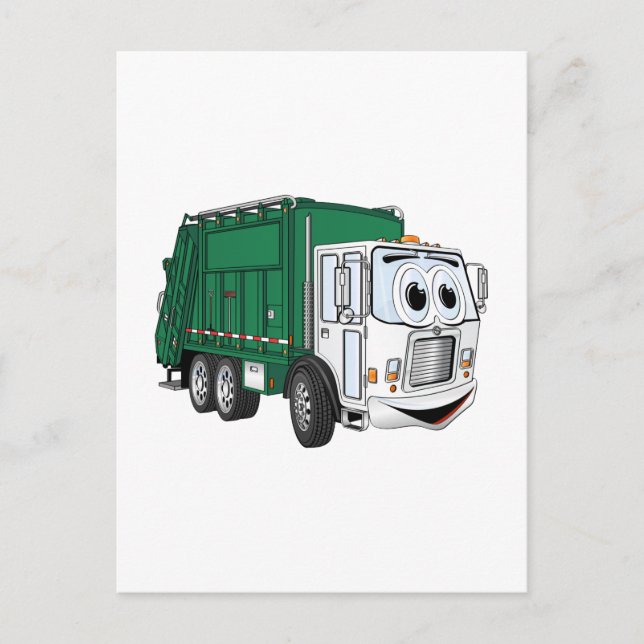 Carte Postale Cartoon vert blanc souriant à ordures (Devant)
