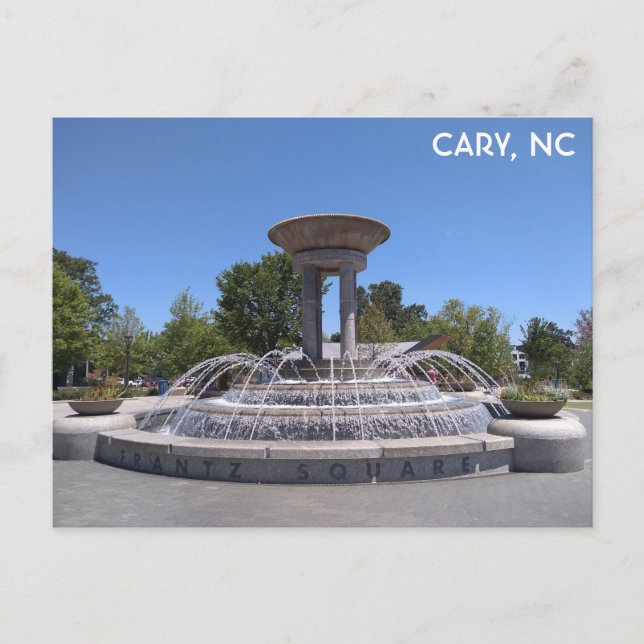Carte Postale Cary North Carolina Downtown Park Fontaine (Devant)