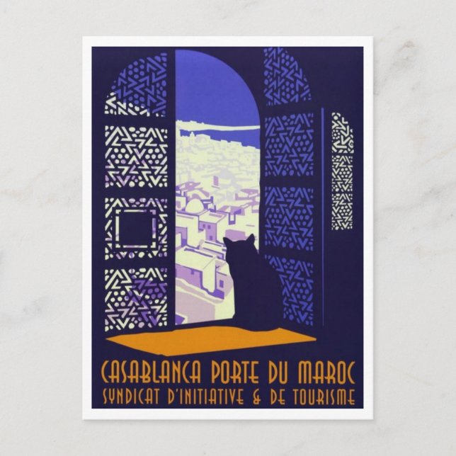 Carte Postale Casablaca Maroc Tourisme Voyage Retro Inspiré (Devant)