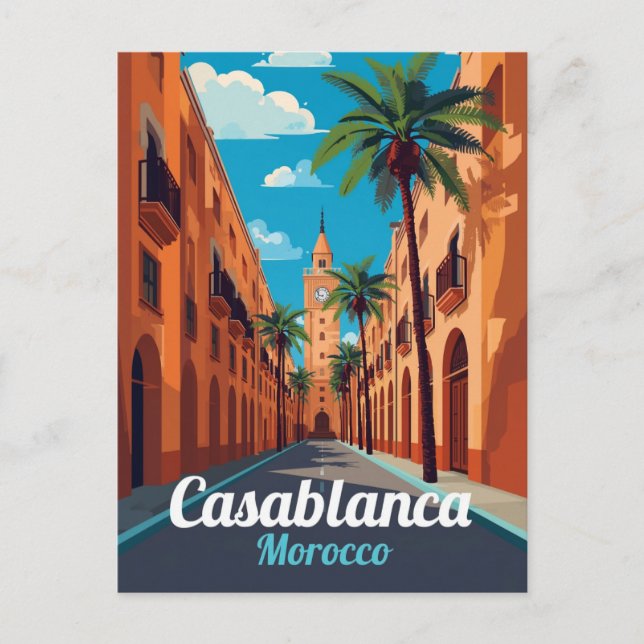 Carte Postale Casablanca Clock Tower Travel Art (Devant)