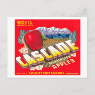 Carte Postale Cascade Apple Étiquette (rouge) - Cashmere, WA