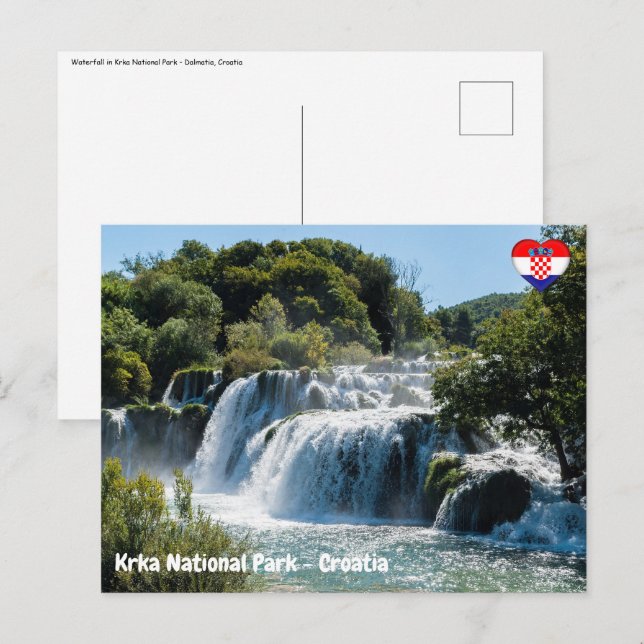 Carte Postale Cascade dans le Parc national de Krka - Dalmatie,  (Devant / Derrière)
