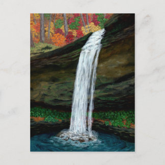 Carte Postale Cascade de forêt - Peinture de cascade de bois