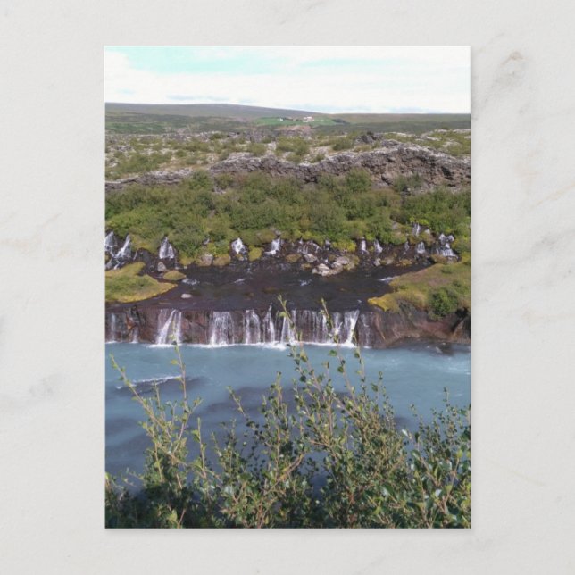 Carte Postale Cascade de Hraunfossar en Islande (Devant)
