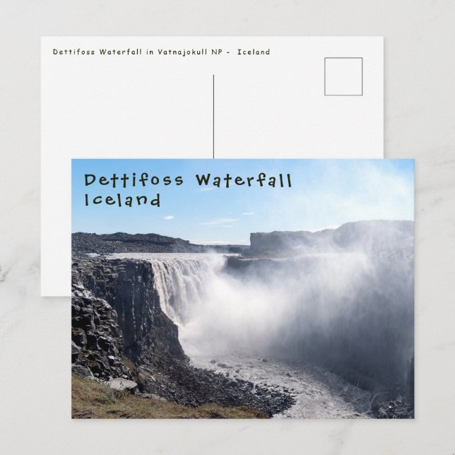 Carte Postale Cascade Dettifoss - Vatnajokull NP - Islande (Devant / Derrière)