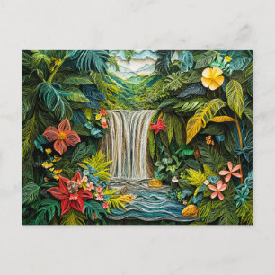 Carte Postale Cascade tropical dans un style vibrant de quilling